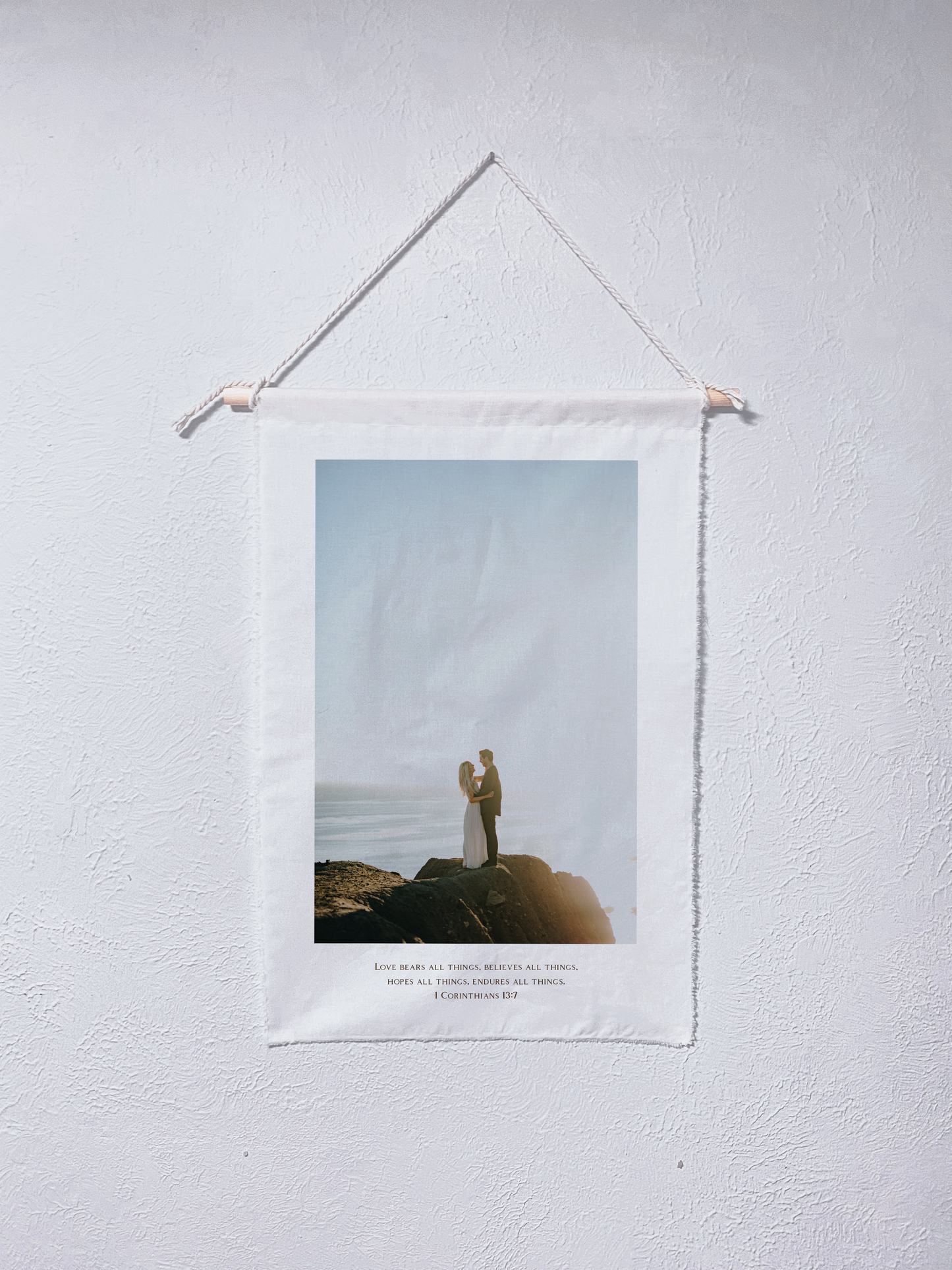 Custom fabric photo banner/ tapestry + text (Portrait)