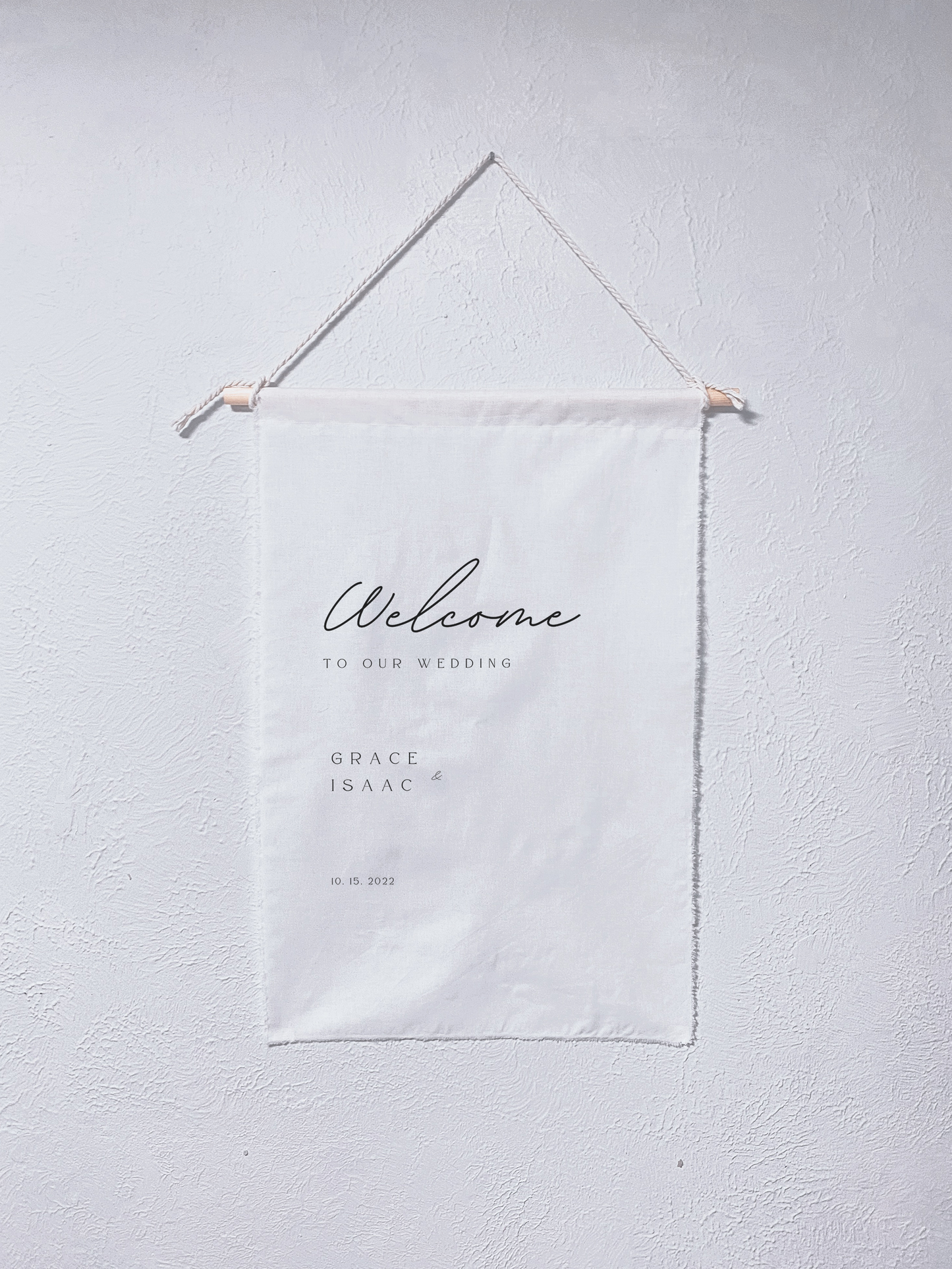 Custom fabric welcome sign for weddings / special events